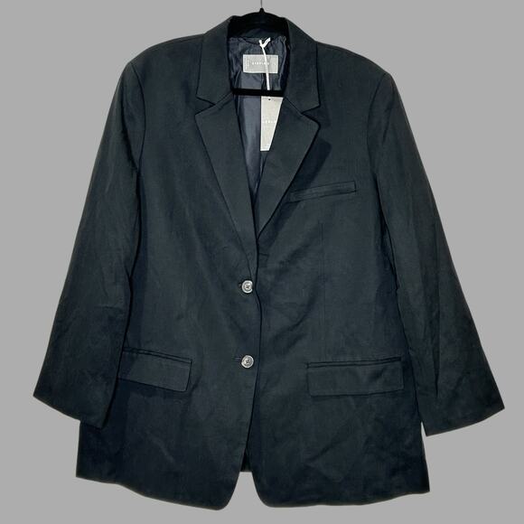 Everlane The Tencel Oversized Blazer Black 2 Button Front L/S Women's 16 NWT - Picture 2 of 12